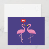Niedlich rosa Flamingo wie Herzpastel Feiertagspostkarte (Vorne/Hinten)