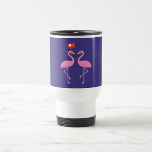 Niedlich rosa Flamingo wie Herzpastel Reisebecher