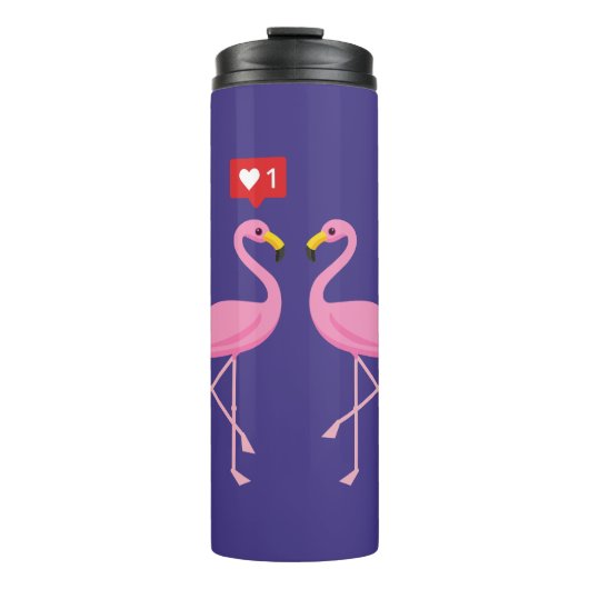 Niedlich rosa Flamingo wie Herzpastel Thermosbecher (Vorderseite)