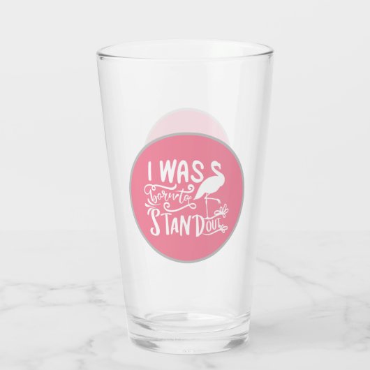 niedlich rosa Flamingo Wortart Glas (Rückseite)