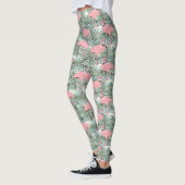 Niedlich rosa Flamingoes Palm Leafs Muster Leggings (Links)