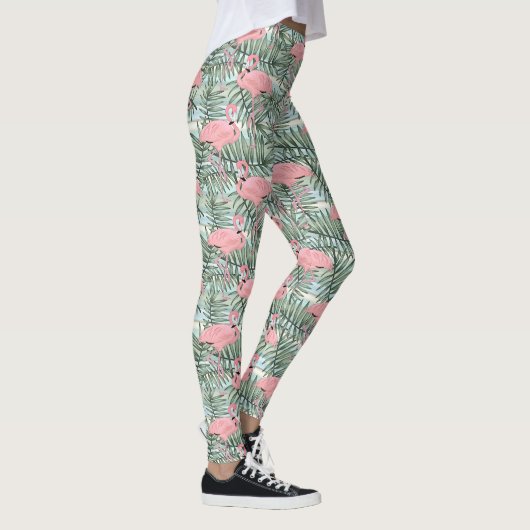 Niedlich rosa Flamingoes Palm Leafs Muster Leggings (Rechts)