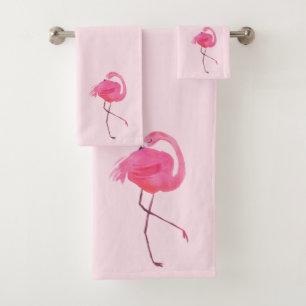 Niedlich rosa FlamingoPale Rosa Hintergrund Badhandtuch Set