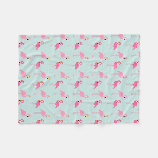 Niedlich rosa Flamingos Fleecedecke (Vorderseite (Horizontal))