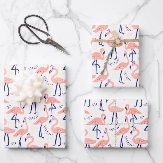 Niedlich rosa Flamingos Geschenkpapier Set (Vorderseite)