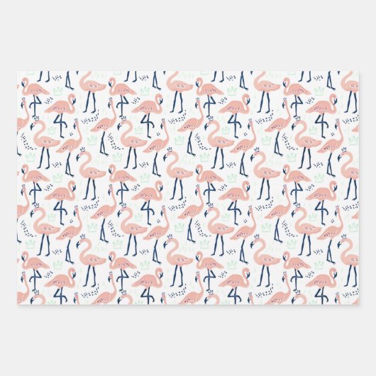 Niedlich rosa Flamingos Geschenkpapier Set (Vorderseite)