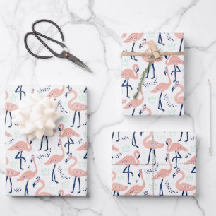 Niedlich rosa Flamingos Geschenkpapier Set