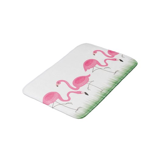 Niedlich-rosa-Flamingos-Illustration Badematte (Schrägansicht)