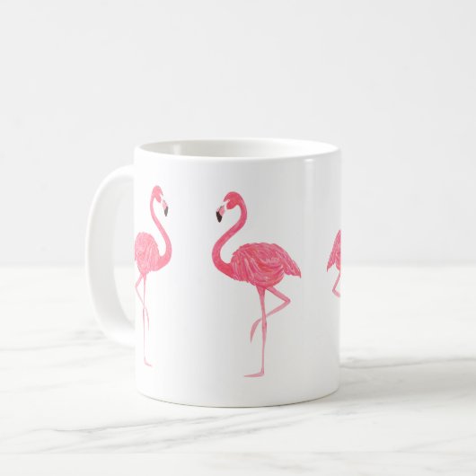 Niedlich-rosa Flamingos-Illustration Kaffeetasse (Vorderseite Links)