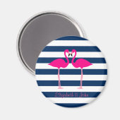 Niedlich rosa Flamingos in Liebe, Personalisiert g Magnet (Vorderseite/Rückseite)
