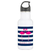 Niedlich rosa Flamingos in Liebe, Personalisiert g Trinkflasche (Vorderseite)