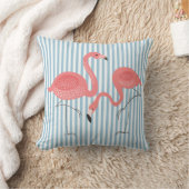 Niedlich rosa Flamingos mit weißen und blauen Stre Kissen (Decke)