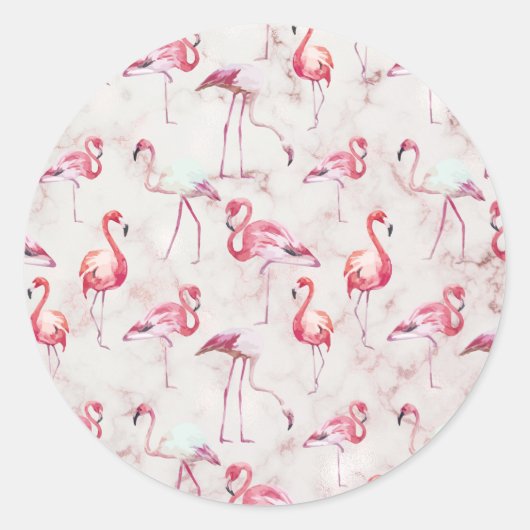 Niedlich rosa Flamingos Modernität Runder Aufkleber (Vorderseite)
