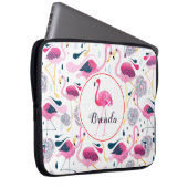 Niedlich rosa Flamingos-Muster Monogram Laptopschutzhülle (Vorne Rechts)