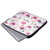 Niedlich rosa Flamingos-Muster Monogram Laptopschutzhülle (Vorne Knopf)