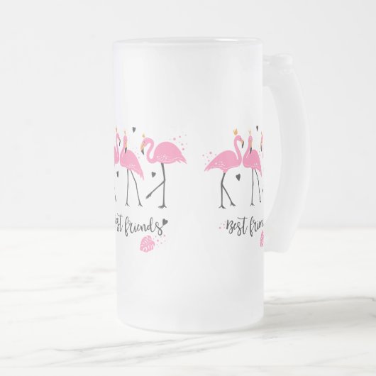 Niedlich rosa Flamingos Premium Vector Mattglas Bierglas (VorderseiteRechts)
