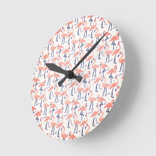 Niedlich rosa Flamingos Runde Wanduhr (Winkel)