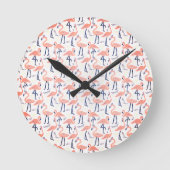 Niedlich rosa Flamingos Runde Wanduhr (Vorderseite)