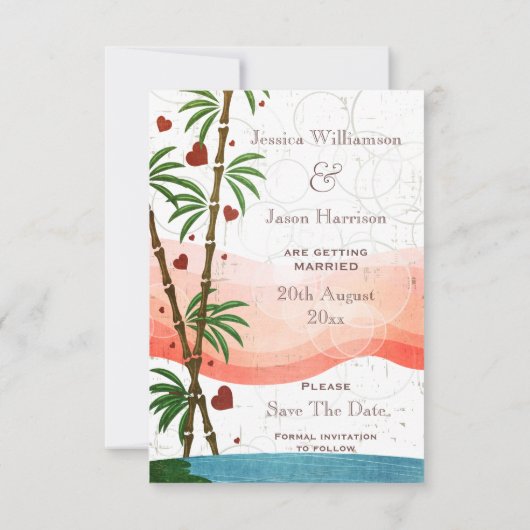 Niedlich rosa Flamingos Save the Date (Rückseite)