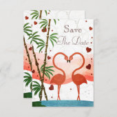 Niedlich rosa Flamingos Save the Date (Vorne/Hinten)