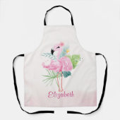 Niedlich rosa FlamingosTropische Blätter Schürze (Vorderseite)
