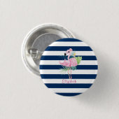 Niedlich rosa FlamingosTropisches Leaf,Streifen Button (Vorne & Hinten)