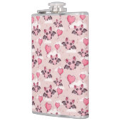 Niedlich-rosa Fledermäuse und Herz Flachmann (Links)