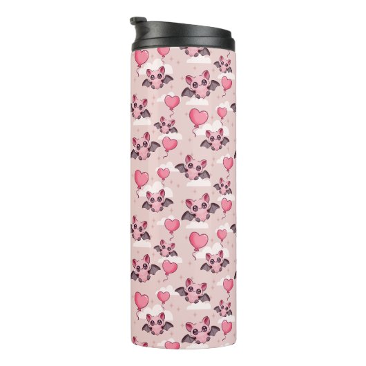 Niedlich-rosa Fledermäuse und Herz Thermosbecher (Nach rechts gedreht)