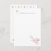 Niedlich rosa fliegendes Unicorn Personalisiert Mitteilungskarte (Vorne/Hinten)