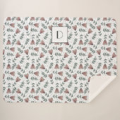 Niedlich rosa Floral Monogramm Sherpadecke (Vorderseite (Horizontal))
