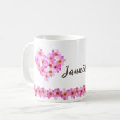 Niedlich rosa, florale Personalisierte Frauen Kaffeetasse (Vorderseite Links)