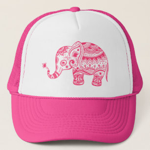Niedlich-rosa-floraler Elefant Truckerkappe