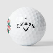 Niedlich rosa floraler Hibiskus Mit Monogramm Golfball (Logo)
