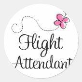 Niedlich rosa Flugbegleiter Runder Aufkleber (Vorderseite)