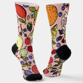Niedlich rosa Fruchtmuster l Orange l Erdbeere Socken (Gewinkelt)