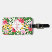 Niedlich rosa Frühlingsblütenmuster Gepäckanhänger (Vorderseite horizontal)