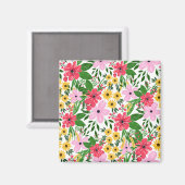 Niedlich rosa Frühlingsblütenmuster Magnet (Vorderseite/Rückseite)