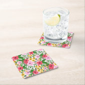 Niedlich rosa Frühlingsblütenmuster Rechteckiger Pappuntersetzer (Vor Ort)