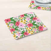 Niedlich rosa Frühlingsblütenmuster Rechteckiger Pappuntersetzer (angewinkelt)