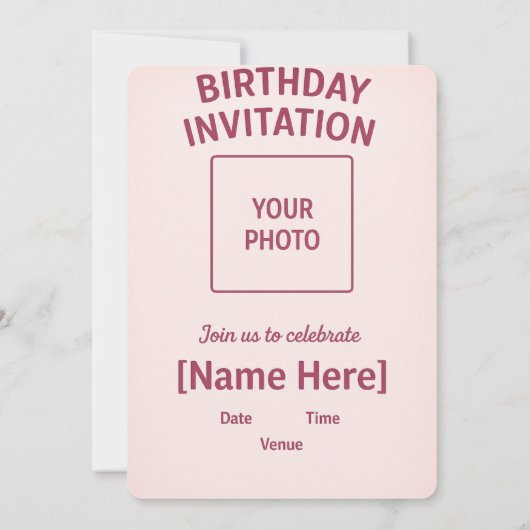 Niedlich-Rosa-Geburtstagskarte | Einladung (Rückseite)