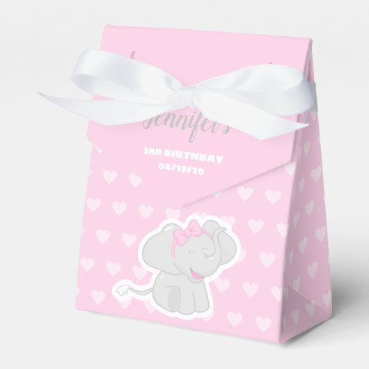 Niedlich-Rosa-Gefälligkeitsbox mit Elephant Geschenkschachtel (Vorderseite)