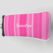 Niedlich rosa gestreifte Lady Golfer Golf Headcover (Vorderseite)
