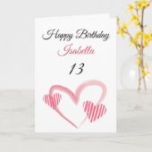 Niedlich rosa gestrichenes gestrichenes Herz 13. G Karte (Gelbe Blume)