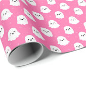 Niedlich rosa Ghost-Muster - Halloween-Design Geschenkpapier (Rolleneckpunkt)