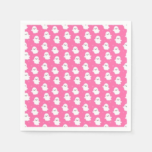 Niedlich rosa Ghost-Muster - Halloween-Design Serviette (Vorderseite)