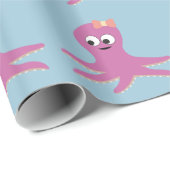 Niedlich-rosa-Girl Octopus Geschenkpapier (Rolleneckpunkt)