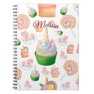 Niedlich rosa Girlanname Cupcake Unicorn Muster Notizblock