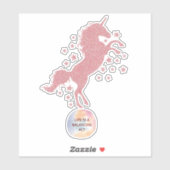 Niedlich rosa Glitzer Glam Unicorn Aufkleber (Blatt)