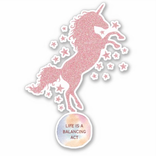Niedlich rosa Glitzer Glam Unicorn Aufkleber (Vorderseite)