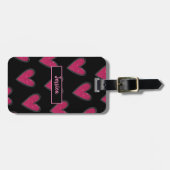 Niedlich rosa Glitzer Herz Gepäckanhänger (Vorderseite horizontal)